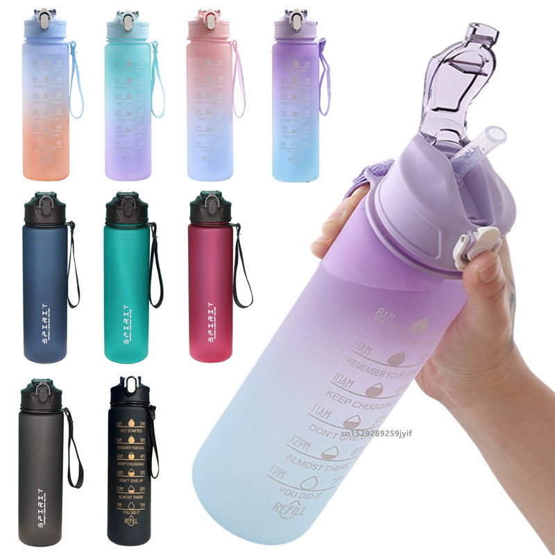 Smart Water Bottle Tracker - Borraccia Sportiva Motivazionale con Cannuccia, Bottiglia