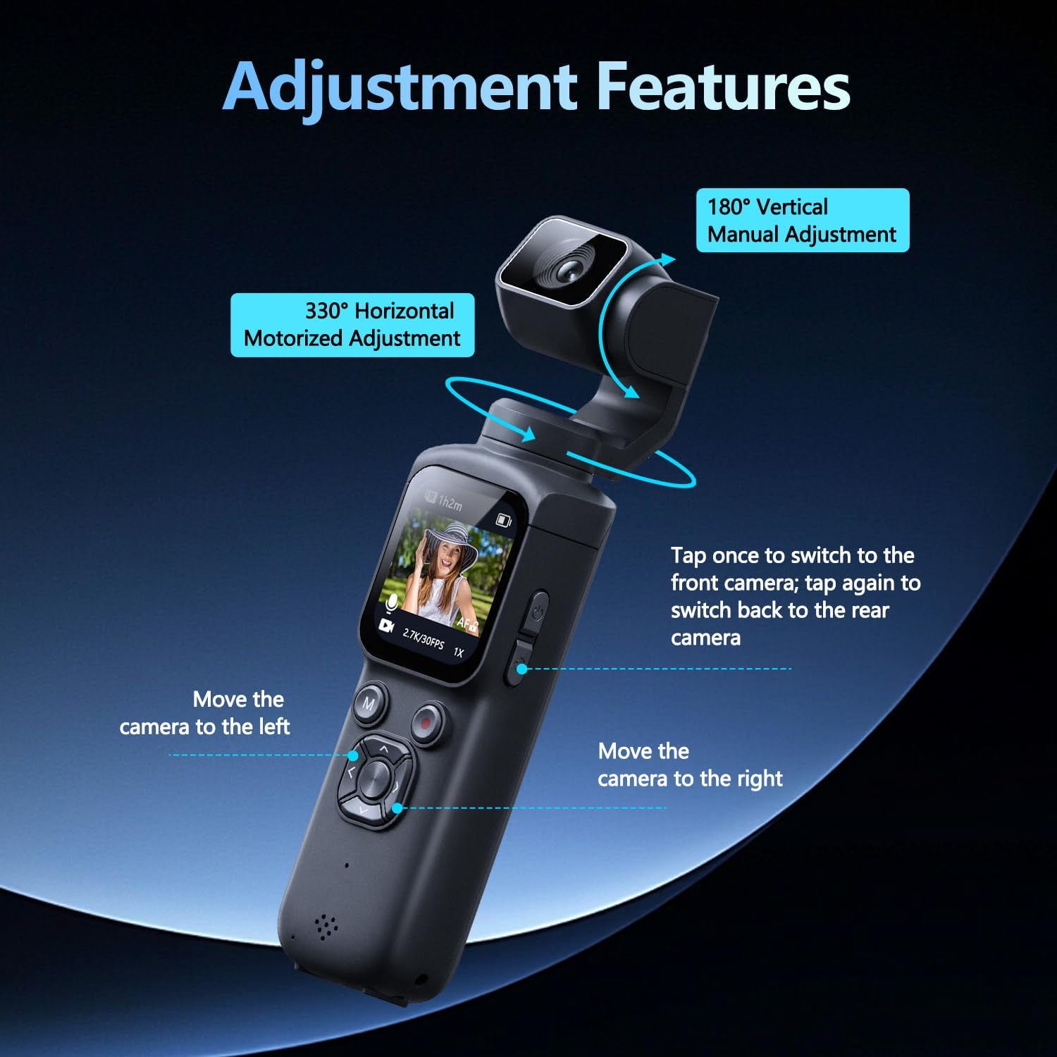 Action Camera 4K - Videocamera Vlog con Gimbal a 3