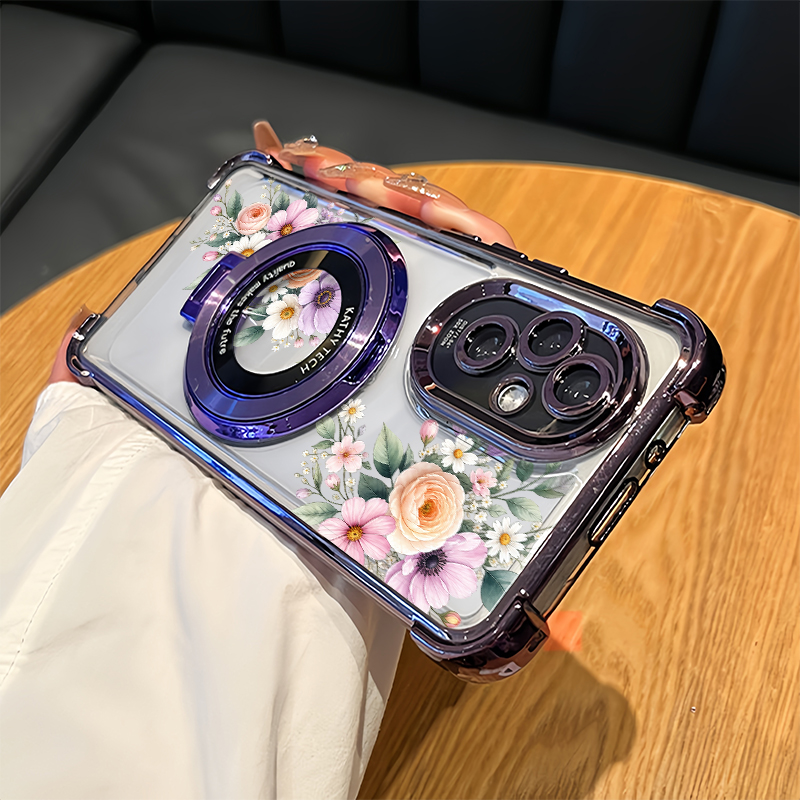 Oppo Reno 12 - Custodia per telefono con motivo floreale